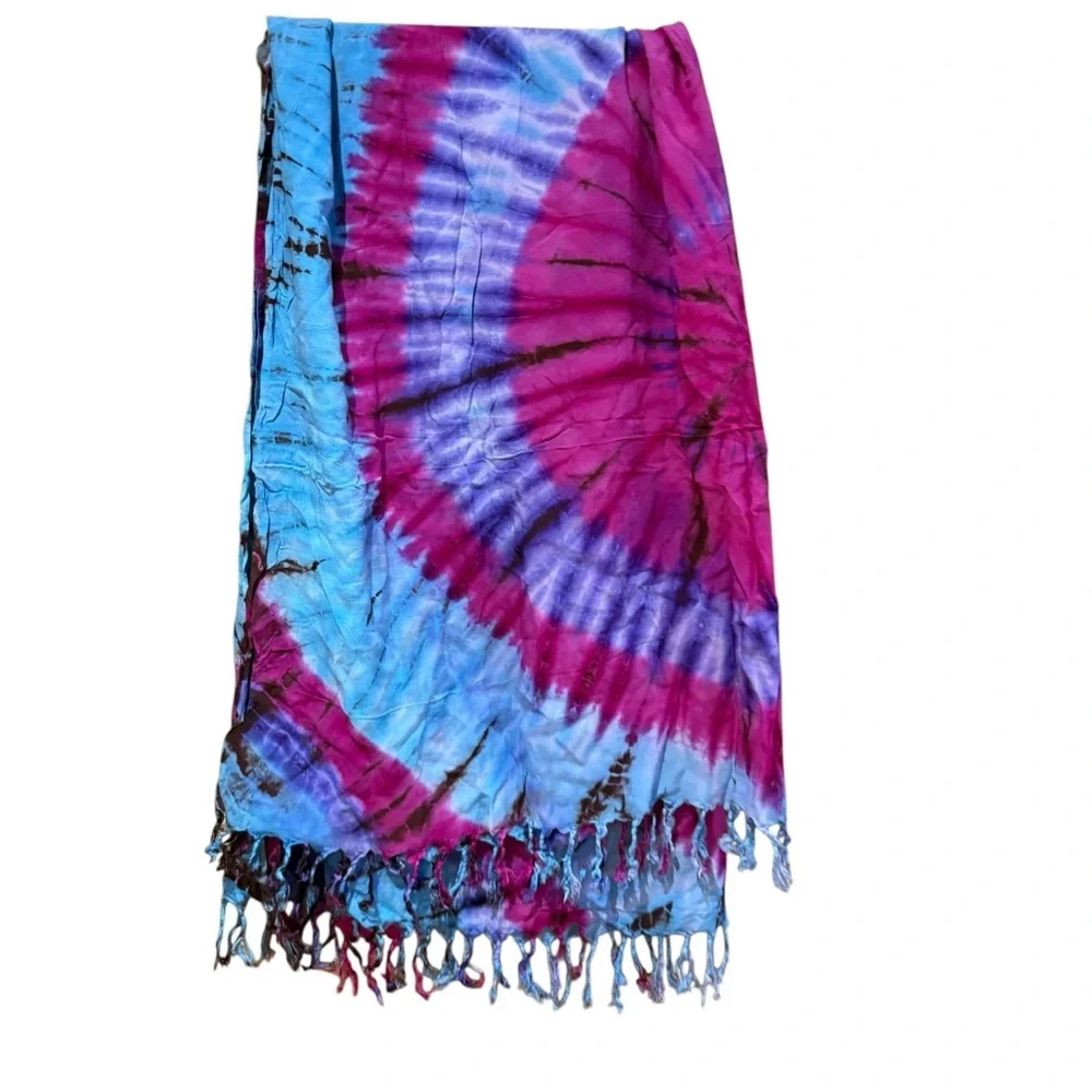 Tie Dye Blue and Pink Scarf